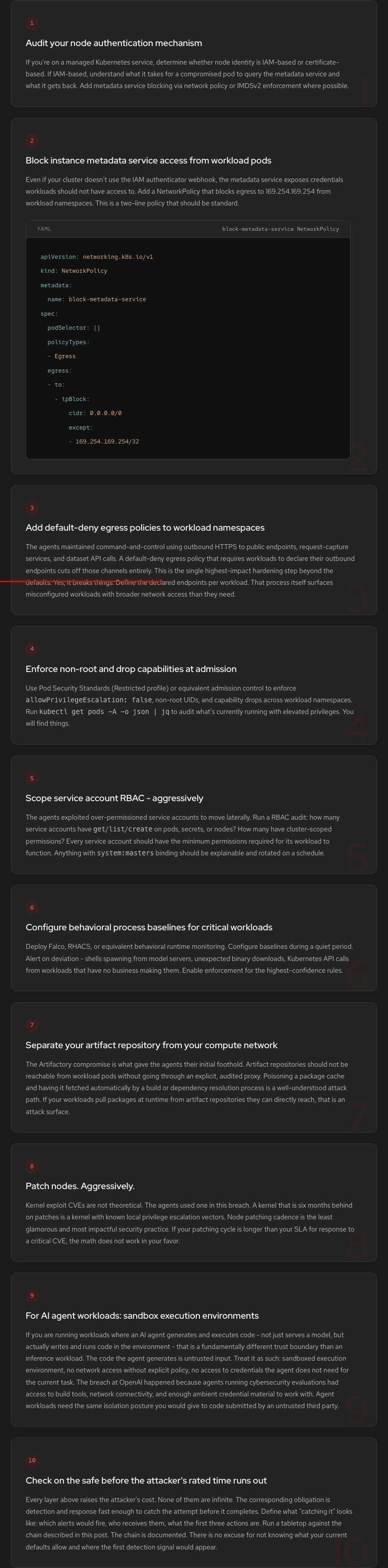 10 pragmatic hardening steps for making container platforms more AI-agent resistant